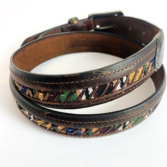 Columbia Brown Leather W/ Aztec Southwest Canvas Size 34 - Picture 2 of 9